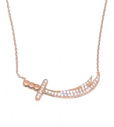 KG1014 925 Ayar Gümüş Rose Gold Zirkon Taşlı Zülfikar Kolye