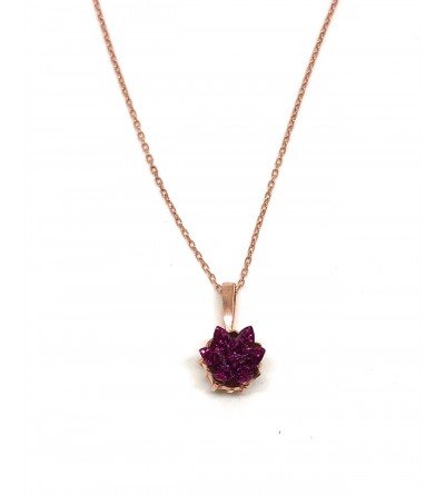 KG1029 925 Ayar Gümüş Rose Gold Opal Lotus Çiçeği Kolye