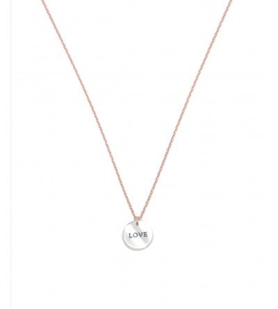 KG1056 925 Ayar Gümüş Rose Gold Sedef Taşlı Love Kolye