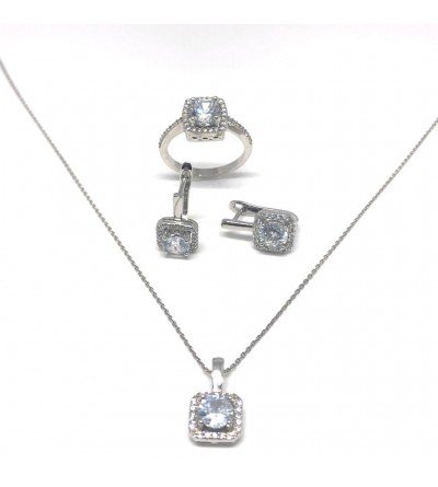 KG9011 925 Ayar Gümüş Swarovski Taşlı Baget Set 