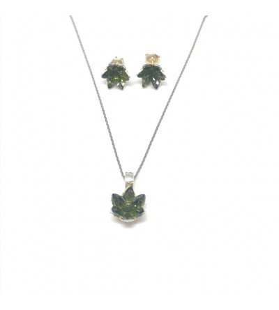 KG9012 925 Ayar Gümüş Peridot Taşlı Lotus Set